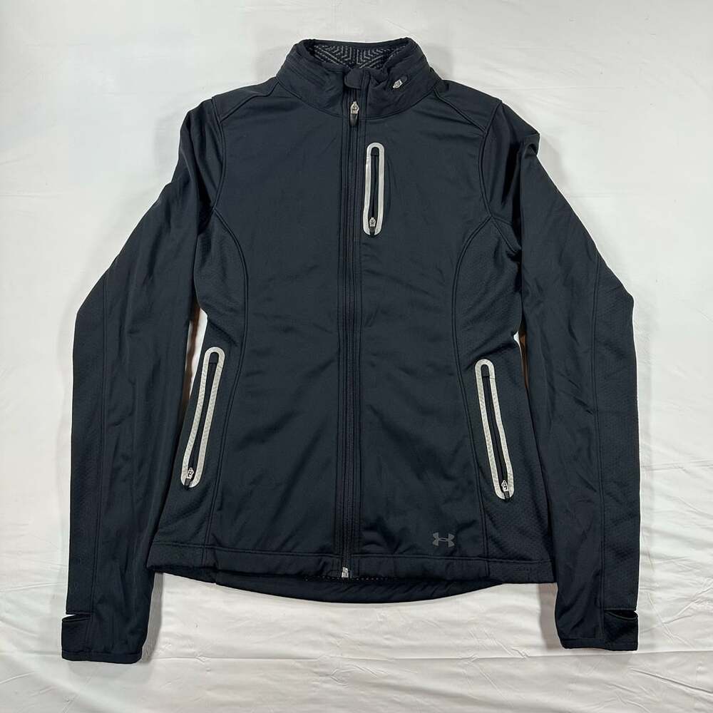 Under Armour Fitted Cold Gear Jacket Women Small Black Athletic Full Zip Pockets